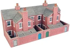 PO276 Metcalfe OO/H0 Low Relief Red Brick Terrace House Backs Kit