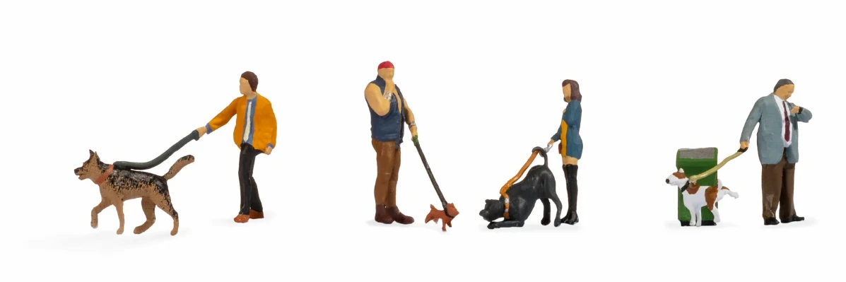 NOCH 15471 Dog Walkers (4) Figure Set HO 2 NOCH 15471 Dog Walkers (4) Figure Set HO - Image 2