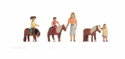NOCH 15635 PONIES WITH RIDERS (3) AND GROOM FIGURE SET OO SCALE