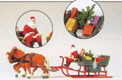 PREISER 30448 HORSE DRAWN SLEIGH WITH FATHER CHRISTMAS AND PRESENTS OO SCALE